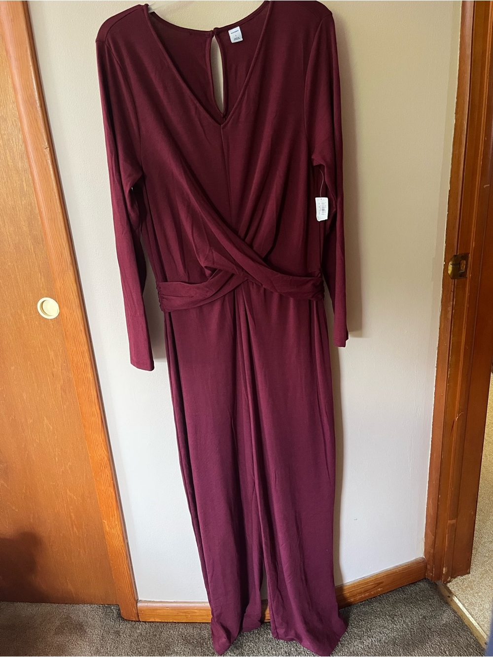Long Sleeve Burgundy Jumpsuit